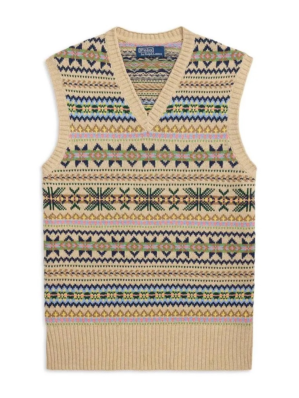 Polo Ralph Lauren Fair Isle Cotton-Cashmere Sweater Vest Tan Combo Men’s Size XL - Picture 6 of 10